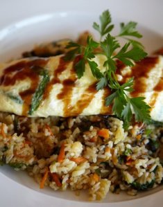 Meadowlark's creativity shines through this Japanese omelet with friend rice