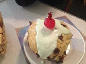 One of the Muffin Man's famous muffins served warm.